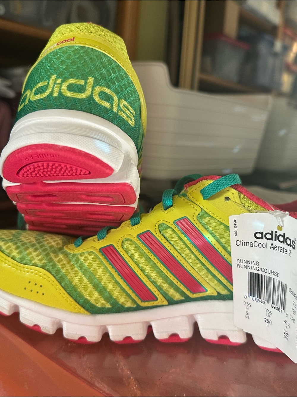 Adidas Clima Cool Aerate 2 Yellow Green Pink athletic Shoes